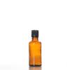 Flacon verre ambré 50 ml Sélection du Bouchage (DIN18) : Bouchon Noir avec Bague Jointé Inviolable