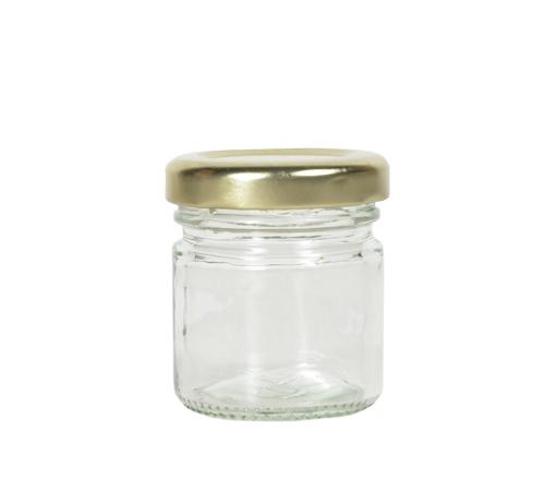 Pot à confiture en verre transparent 40 ml couvercle doré - comptoir zéro déchet