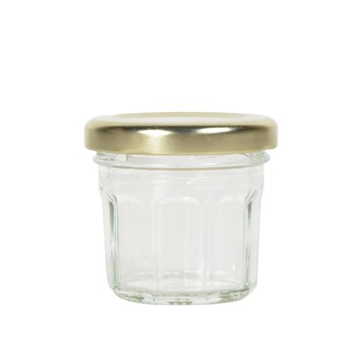 Pot à confiture en verre transparent 45 ml couvercle doré - Comptoir Zéro Déchet