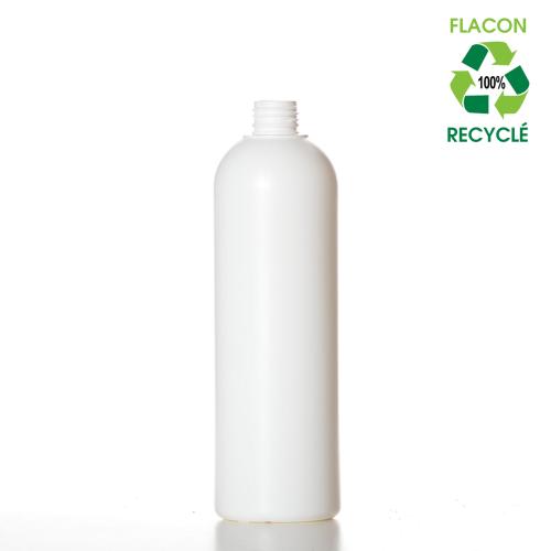 Flacon bouteille PETP recyclé blanc 500 ml - comptoir zero d'echet