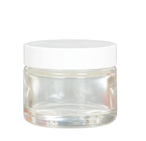 Pot à crème en verre transparent 50 ml couvercle blanc - comptoirzerodechet.com
