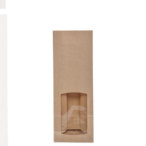 Sachet papier kraft avec fenêtre 10 x 6 x 29 cm - Lot de 100 - comptoirzerodechet.com