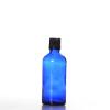 Flacon verre bleu 100 ml Sélection du Bouchage (DIN18) : Bouchon Noir avec Bague Jointé Inviolable