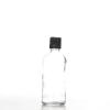 Flacon verre transparent 100 ml Sélection du Bouchage (DIN18) : Bouchon Noir avec Bague Jointé Inviolable