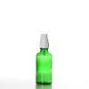 Flacon verre vert 50 ml Sélection du Bouchage (DIN18) : Spray Blanc + Capot Transparent
