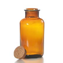 Flacon apothicaire en verre ambré 1 litre bouchon liège - Comptoir zéro déchet