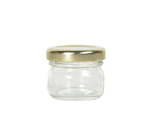 Pot à confiture en verre transparent 30 ml couvercle doré