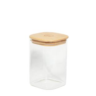 Pot carré 850 ml en verre Borosilicaté couvercle bambou