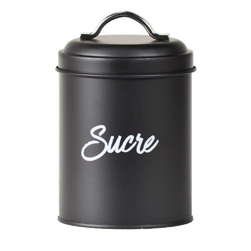 Boîte de conservation en métal noir mat sucre 1 litre - comptoir zéro déchet