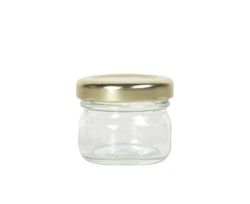 Pot à confiture en verre transparent 30 ml couvercle doré - Comptoir Zero Dechet
