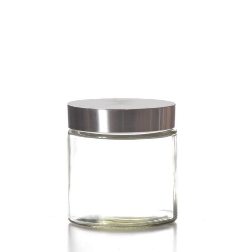 Bocal en verre rond 700 ml couvercle inox à visser - Comptoir Zéro Déchet
