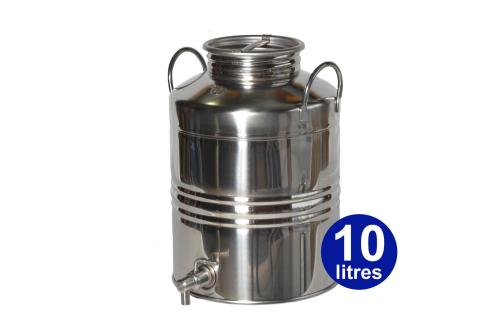 Fût Inox 10 litres assemblage soudé + Robinet Inox - comptoir zero dechet.com