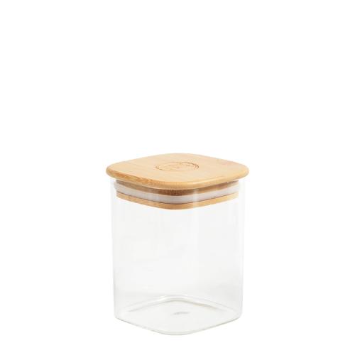 Pot carré 550 ml en verre Borosilicaté couvercle bambou - comptoirzerodechet.com